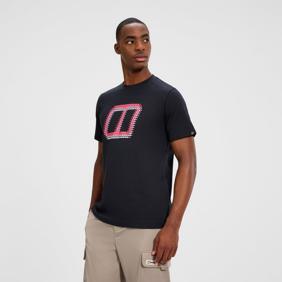 men s glitched blöcke tee - black die berghaus
